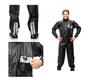 Imagem de Combo Capa Roupa Chuva + Polaina Galocha + Rede Elástica Vestimenta Vestuário Jaqueta Calça Pantaneiro Pvc Preta Moto Motoqueiro