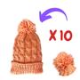 Imagem de Combo com 10 Touca de Frio com Pompom Cor Salmão Confortável