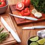 Imagem de Combo Conjunto Kit Jogo de 3 unidades Facas para Churrasco Carne Legumes Cozinha Pão Sushi Tramontina Plenus Afiável Não Enferruja Facil de Limpar Moderno Tradicional Elegante