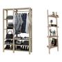 Imagem de Combo Estante Reforçada Minimalista 100% Pinus Objetos Oferta e  Conjunto Cabideiro Araras Pinus Para Roupas Intimas