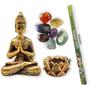 Imagem de Combo Estátua de Buda + Castiçal + 7 Pedras dos Chakras + Incenso Chama Dinheiro - C