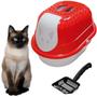 Imagem de Combo Kit Banheiro Para Gatos Caixa De Areia Fechada Cat Toalete + Pá Higiênica Furacão Pet
