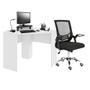 Imagem de Combo Office - Mesa de Canto para Computador 90x90cm Branco Fosco e Cadeira de Escritório Adapt Giratória Multilaser - GA204K