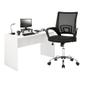 Imagem de Combo Office - Mesa para Computador 136cm Branco Fosco e Cadeira De Escritório Executive Cromada Giratória - EI075K