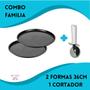 Imagem de Combo Para Pizzas 2 Pçs Forma Redonda + Cortador Lâmina Inox