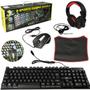 Imagem de Combo Periférico Kit Gamer com 4 Peças: Teclado Mouse Mousepad e Fone Headset com iluminação Gamer