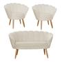 Imagem de Combo Pétala Namoradeira e 2 Poltronas Decorativa Estofada Suede Bege - DL Decor