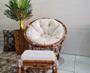Imagem de Combo Poltrona Decorativa + Jarro de bambu completo + puff confortável Tecido Impermeável cadeira fibra sintética Área Piscina jardim