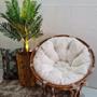 Imagem de Combo Poltrona Decorativa + Jarro de bambu completo + puff confortável Tecido Impermeável cadeira fibra sintética Área Piscina jardim