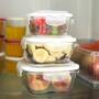 Imagem de Combo Pote Vidro Quadrado - 1 pote 320ml + 1 pote 520ml + 1 pote 800ml