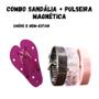 Imagem de Combo Sandália + Pulseira Magnéticas Infravermelho Esporão Má Circulação Tira dor - Rosa - 37/38
