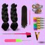 Imagem de Combo Trancista Jumbo Nina Pente Baby Hair 3x1 Anéis Agulhas Fios Box Braid Mega Hair Trança Twist 