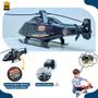 Imagem de Comboio 04 Veiculos Miniatura Helicoptero Resgate Policia Carrinho Viatura Policia Resgate Bombeiro Brinquedo Meninos Cr