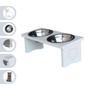 Imagem de Comedouro Elevado Pet Gato MDF Duo  - Inox