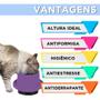 Imagem de Comedouro para Gatos Plástico Elevado Antiformigas e Higiênico com Base Antiderrapante Roxo