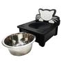 Imagem de Comedouro Pet Desenho Gato Mdf Inox 480ml 6cm Ideal