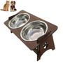 Comedouro Pet Elevado Duplo Gato E Cachorro 2 Tigelas Inox - MagicBox Imagem de Comedouro Pet Elevado Duplo Gato E Cachorro 2 Tigelas Inox