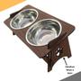 Comedouro Pet Elevado Duplo Gato E Cachorro 2 Tigelas Inox - MagicBox Imagem de Comedouro Pet Elevado Duplo Gato E Cachorro 2 Tigelas Inox