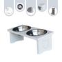 Imagem de Comedouro Pet Gato Elevado MDF Duo - Inox