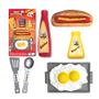Imagem de Comidinhas Brinquedo Hamburguer Hot Dog Infantil Torradeira Fast Food Kit c/ 28 peças - OMG
