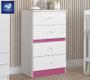 Imagem de Cômoda 4 Gavetas Infantil - TRENTO BRANCO/ROSA FLEX