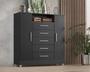 Imagem de Comoda 5 Gavetas 2 Portas Preto Onix Isabele