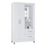 Imagem de Cômoda 867 4 Gavetas Com Guarda Roupa Solteiro Córdoba 2 Portas Branco Brilho - Poquema