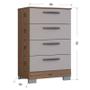 Imagem de Cômoda 867 4 Gavetas com Guarda Roupa Solteiro Córdoba 2 Portas Castanho Off White - Poquema