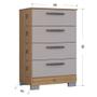 Imagem de Cômoda 867 4 Gavetas Com Guarda Roupa Solteiro Milão 3 Portas Damasco Off White - Poquema