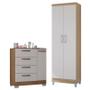 Imagem de Cômoda 868 4 Gavetas e 1 Porta com Armário Multiuso 2 Portas Castanho Off White - Poquema