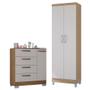 Imagem de Cômoda 868 4 Gavetas E 1 Porta Com Armário Multiuso 2 Portas Castanho Off White - Poquema