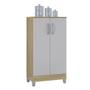 Imagem de Cômoda 868 4 Gavetas E 1 Porta Com Armário Multiuso 2 Portas Pequeno Damasco Off White - Poquema