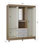 Imagem de Cômoda 868 4 Gavetas e 1 Porta com Guarda Roupa Solteiro Córdoba 4 Portas Castanho Off White - Poquema
