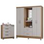 Imagem de Cômoda 868 4 Gavetas e 1 Porta com Guarda Roupa Solteiro Córdoba 4 Portas Castanho Off White - Poquema