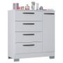 Imagem de Cômoda 868 4 Gavetas e 1 Porta com Guarda Roupa Solteiro Milão 3 Portas Branco Brilho - Poquema