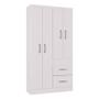 Imagem de Cômoda 868 4 Gavetas E 1 Porta Com Guarda Roupa Solteiro Milão 4 Portas Branco Brilho - Poquema