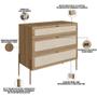 Imagem de Cômoda Com 03 Gavetas Para Quarto Closet Industrial Indy A03 Hanover Dourado - Lyam Decor