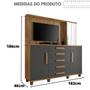 Imagem de Cômoda com espelho 5gavetas 3portas estrela - cinamomo/grafi