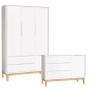 Imagem de Cômoda com Porta e Guarda Roupa Infantil 3 Portas New Classic Branco com Pés Madeira Natural  Reller