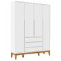 Imagem de Cômoda com Porta e Guarda Roupa Infantil Nature Clean 4 Portas Branco Soft Eco Wood - Matic