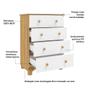 Imagem de Cômoda de Bebê com 4 Gavetas 100% MDF Mimo Branco Brilho/Amêndoa