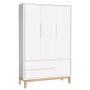 Imagem de Cômoda Gaveteiro e Guarda Roupa Infantil 3 Portas New Classic Branco com Pés Madeira Natural - Reller
