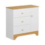 Imagem de Cômoda Infantil 1 Porta e 3 Gavetas 100% Mdf Cocada Branco Brilho/Amêndoa