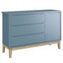 Imagem de Cômoda Infantil New Classic Com Porta Azul Com Pés Madeira Natural - Reller