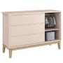 Imagem de Cômoda Infantil New Classic com Porta Rosa com Pés Madeira Natural  Reller