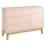 Imagem de Cômoda Infantil New Classic com Porta Rosa com Pés Madeira Natural  Reller