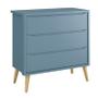 Imagem de Cômoda Infantil Theo 3 Gavetas Azul Fosco com Pés Madeira Natural - Reller Móveis