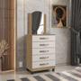 Imagem de Cômoda Lion Cinco Gavetas Para Quarto Com Espelho Multiuso