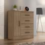 Imagem de Cômoda Lite 1 Porta 4 Gavetas Multiuso Para Quarto