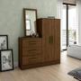 Imagem de Cômoda Multiuso Com 03 Gavetas 02 Portas Com Espelho B700 Castanho - Briz Móveis